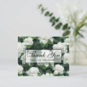 Carte De Remerciements Élégant classique vert botanique blanc floral (Debout devant)