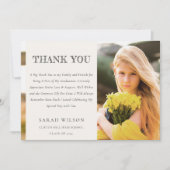 Carte De Remerciements Élégant Clean Chic Minimal Clean Photo Graduation (Devant)