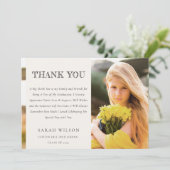 Carte De Remerciements Élégant Clean Chic Minimal Clean Photo Graduation (Debout devant)