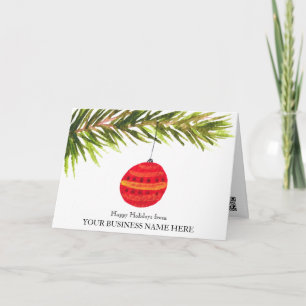 Carte De Remerciements Élégant code QR de logo d'entreprise Noël boule
