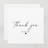 Carte De Remerciements Élégant cœur de script de calligraphie noir et bla (Devant / Derrière)