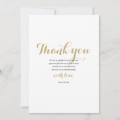 Carte De Remerciements Élégant Collage Photo Mariage Gold Script (Dos)