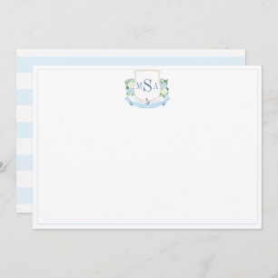 Carte De Remerciements Élégant Côtier Trois Lettre Monogramme Papeterie