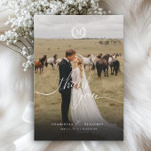 Carte De Remerciements Elegant Crest Monogram 2 Photo