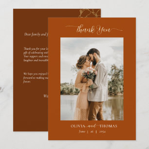 Carte De Remerciements Elégant Croquis Floral Moderne Automne Photo Maria