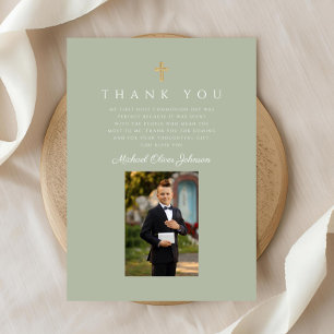 Carte De Remerciements Elégant Cross Boy First Communion