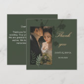 Carte De Remerciements Elegant customizable olive green wedding  (Devant / Derrière)