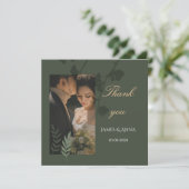 Carte De Remerciements Elegant customizable olive green wedding  (Debout devant)