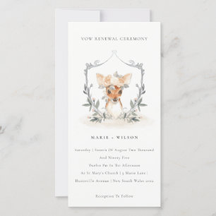 Carte De Remerciements Élégant Cute Deer Floral Crest Vow Renouvellement