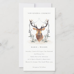 Carte De Remerciements Élégant Cute Deer Floral Crest Vow Renouvellement