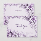 Carte de remerciements élégant de fleurs violettes (Devant / Derrière)