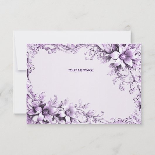 Carte de remerciements élégant de fleurs violettes (Dos)