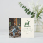 Carte De Remerciements Elégant Deer Hunter Green Anniversaire (Debout devant)