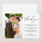 Carte De Remerciements Élégant Delicate Calligraphie Mariage photo (Devant / Derrière)