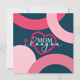 Carte De Remerciements Elegant design texte Maman I Love You With Heart