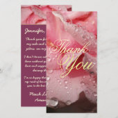 Carte De Remerciements Élégant Dew Drops sur rose rose Petal Maid of Hono (Devant / Derrière)