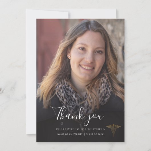 Carte De Remerciements Élégant diplôme photo 2025 Infirmière Pinning (Devant)