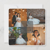 Carte De Remerciements Elégant Dusty Blue 4 Photo Collage Mariage (Devant)