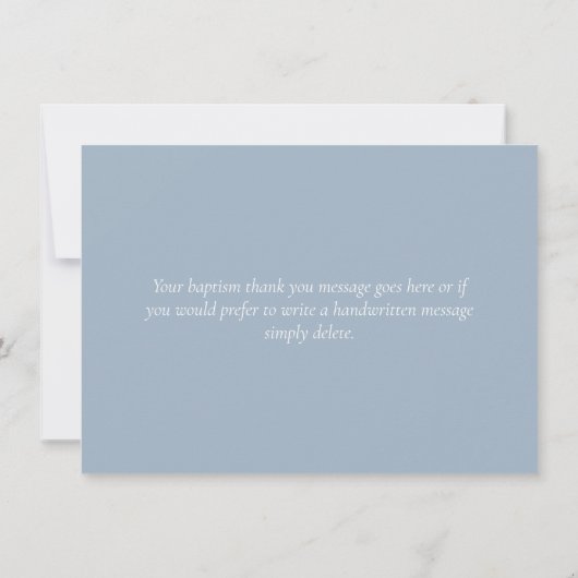 Carte De Remerciements Elégant Dusty Blue Greenerm Baptême Christening (Dos)
