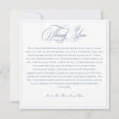 Carte De Remerciements Elégant Dusty Blue Pastel Fleur sauvage Mariage Cr (Dos)