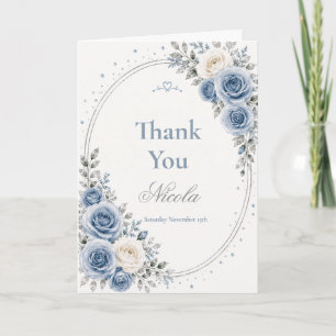 Carte De Remerciements Élégant Dusty Blue Sweet 16