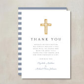 Carte De Remerciements Elégant Dusty Croix Baptême garçon
