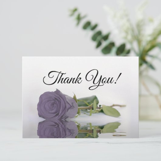 Carte De Remerciements Elegant Dusty Purple Mirrored Rose Simple Wedding (Debout devant)