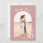 Carte De Remerciements Elegant Dusty Rose Photo Mariage (Devant)