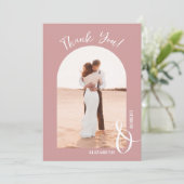 Carte De Remerciements Elegant Dusty Rose Photo Mariage (Debout devant)