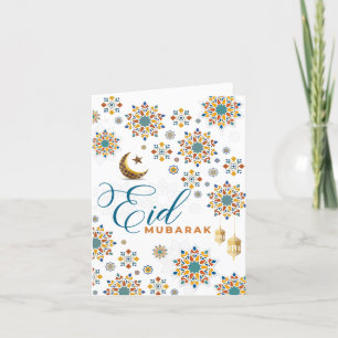 Carte De Remerciements Elegant Eid Moubarak Lune Étoiles