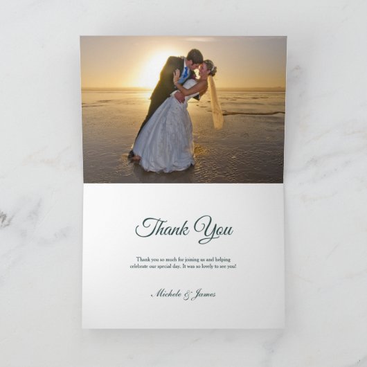 Carte De Remerciements Élégant Emerald Green Gold Mariage (Intérieur)