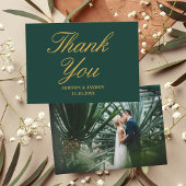 Carte De Remerciements Élégant Emerald Green Mariage photo