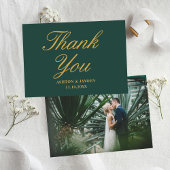 Carte De Remerciements Élégant Emerald Green Mariage photo