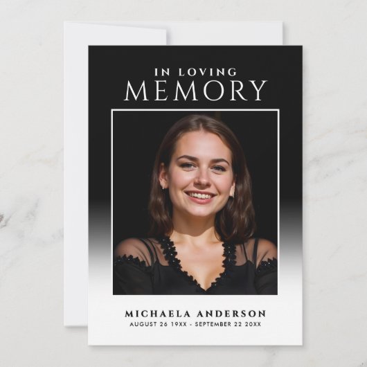 Carte De Remerciements Élégant En Mémoire Amoureuse 2-Photo Funérailles/M (Devant)