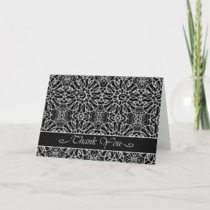 Carte de remerciements élégant en noir, Filigree