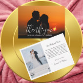 Carte De Remerciements Élégant et amusant Amour Coeur Mariage Photo Scrip