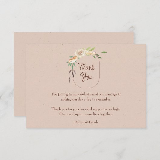 Carte De Remerciements Élégant et moderne Mariage en terre cuite (Devant / Derrière)