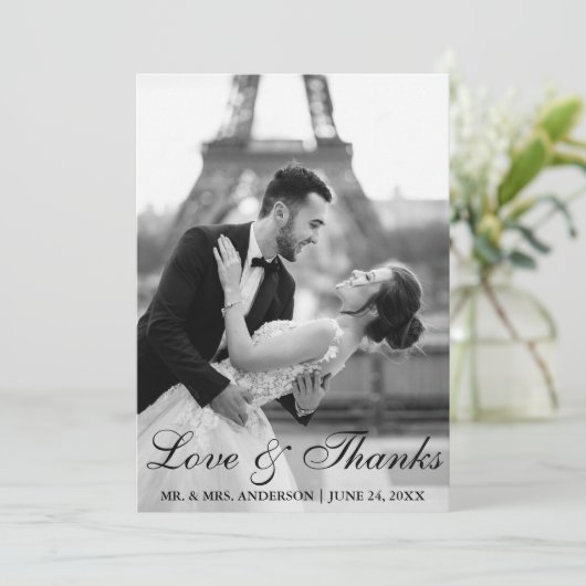 Carte De Remerciements Élégant et moderne Mariage Photo Love and Thanks S (Debout devant)
