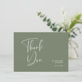 Carte De Remerciements Élégant et moderne mariage vert foncé (Debout devant)