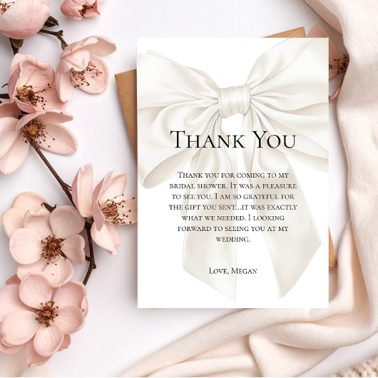 Carte De Remerciements Élégant et simple Wedding shower de thème Bow
