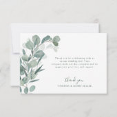 Carte De Remerciements Élégant Eucalyptus (Dos)