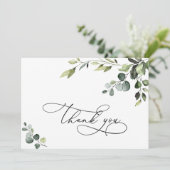 Carte De Remerciements Elégant Eucalyptus Aquarelle Florale (Debout devant)