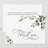 Carte De Remerciements Elégant Eucalyptus Aquarelle Florale (Devant / Derrière)