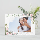 Carte De Remerciements Elégant Eucalyptus Blush Rose Roses (Debout devant)