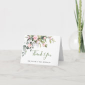 Carte De Remerciements Elégant Eucalyptus Blush Rose Roses Boho Mariage (Devant)