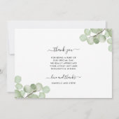 Carte De Remerciements Elégant Eucalyptus Botanical Mariage Photo (Dos)