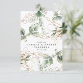 Carte De Remerciements Elégant Eucalyptus doré | Non photo (Debout devant)