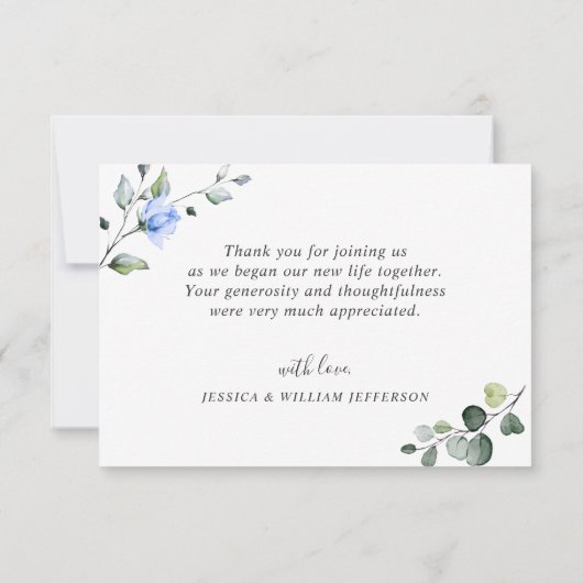 Carte De Remerciements Elégant Eucalyptus Dusty Bleu Rose Vert Boho (Dos)