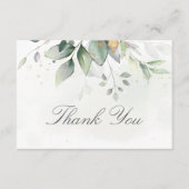 Carte De Remerciements Elégant Eucalyptus Feuille Mariage or vert (Devant)