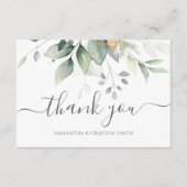 Carte De Remerciements Elégant Eucalyptus Feuille Mariage or vert (Devant)